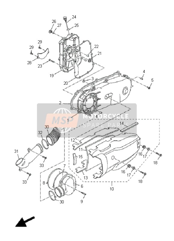 Yamaha YP125R X-MAX 2008 Coperchio del carter 1 per un 2008 Yamaha YP125R X-MAX